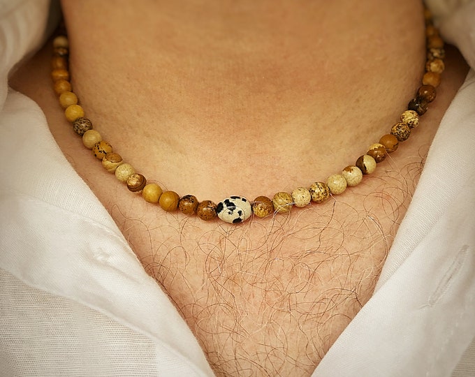 Men's Dalmatian Jasper Bead Necklace