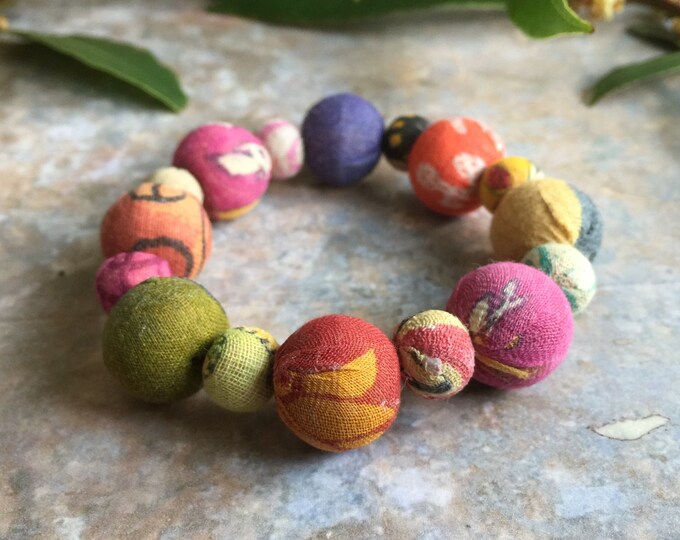 Kantha Textile Beads Fairtrade Betty Bauble Bracelet