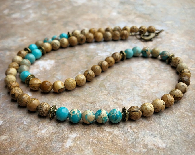 Luxe Poseidon Men's Gemstone Beaded Necklace