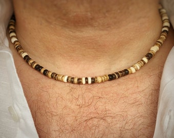 Men's Rustic Coconut Beaded Necklace