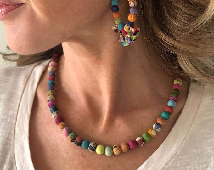 Kantha Textile Beads Fairtrade Mishka Necklace