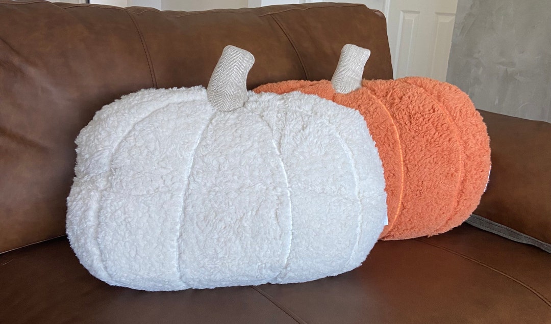 Pumpkin Sherpa Pillow Pumpkin Pillow Faux Fur Fall Pillow Etsy