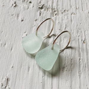 Sterling Silver Sea Glass Hoop Earrings