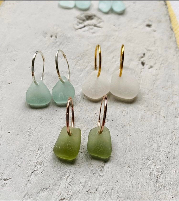 Seaglass Hoops