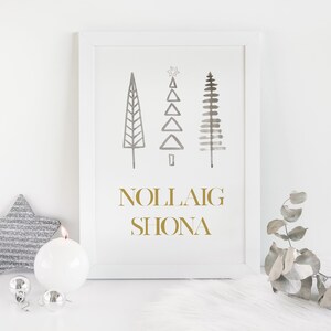 Nollaig Shona Trees Printable Wall Art, Instant Download, Watercolour Trees