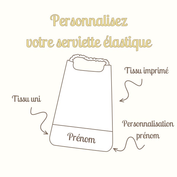 Serviette élastique, serviette de cantine personnalisable