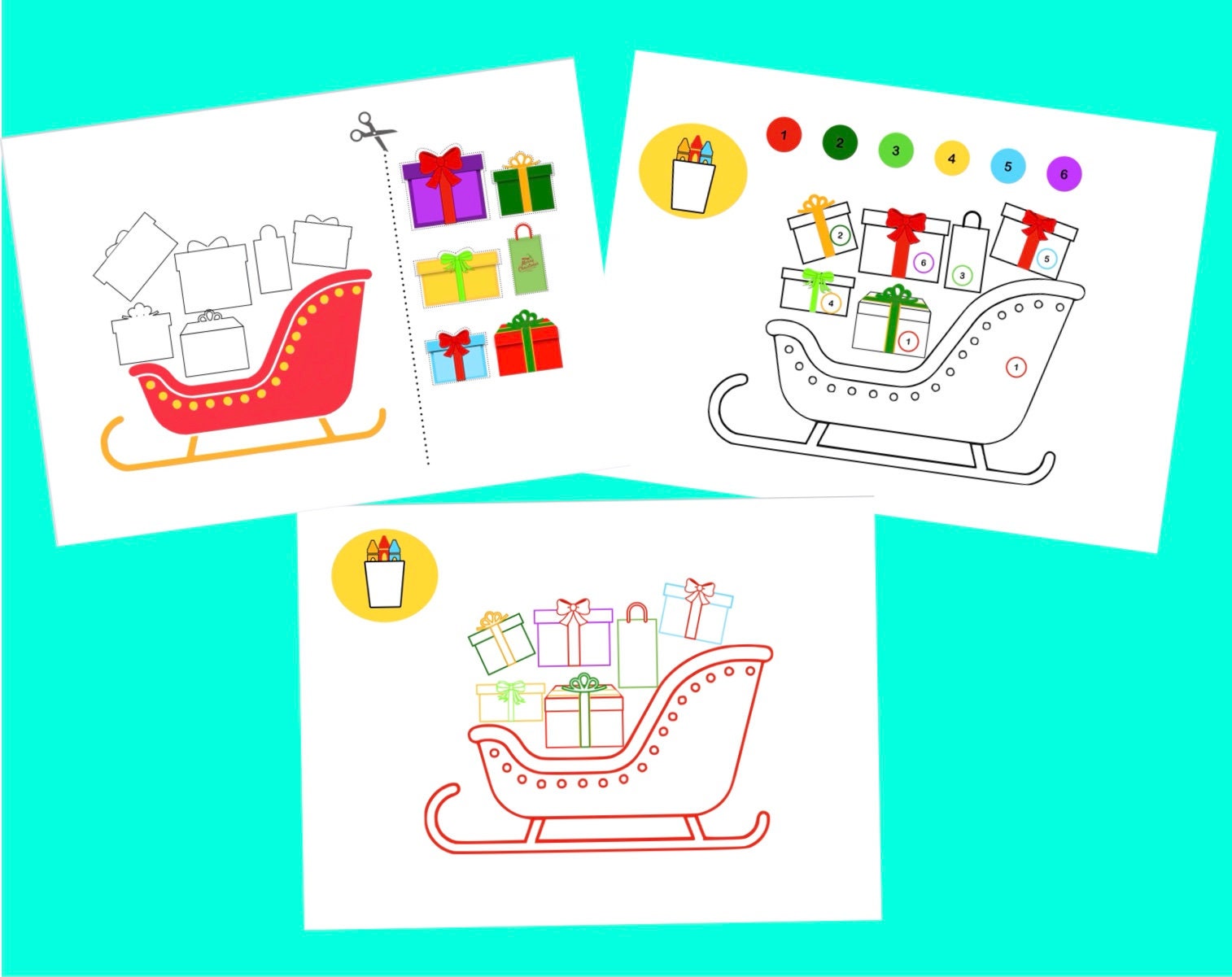 Cristmas Activity for Kids. Colour. Cut and Paste - Etsy