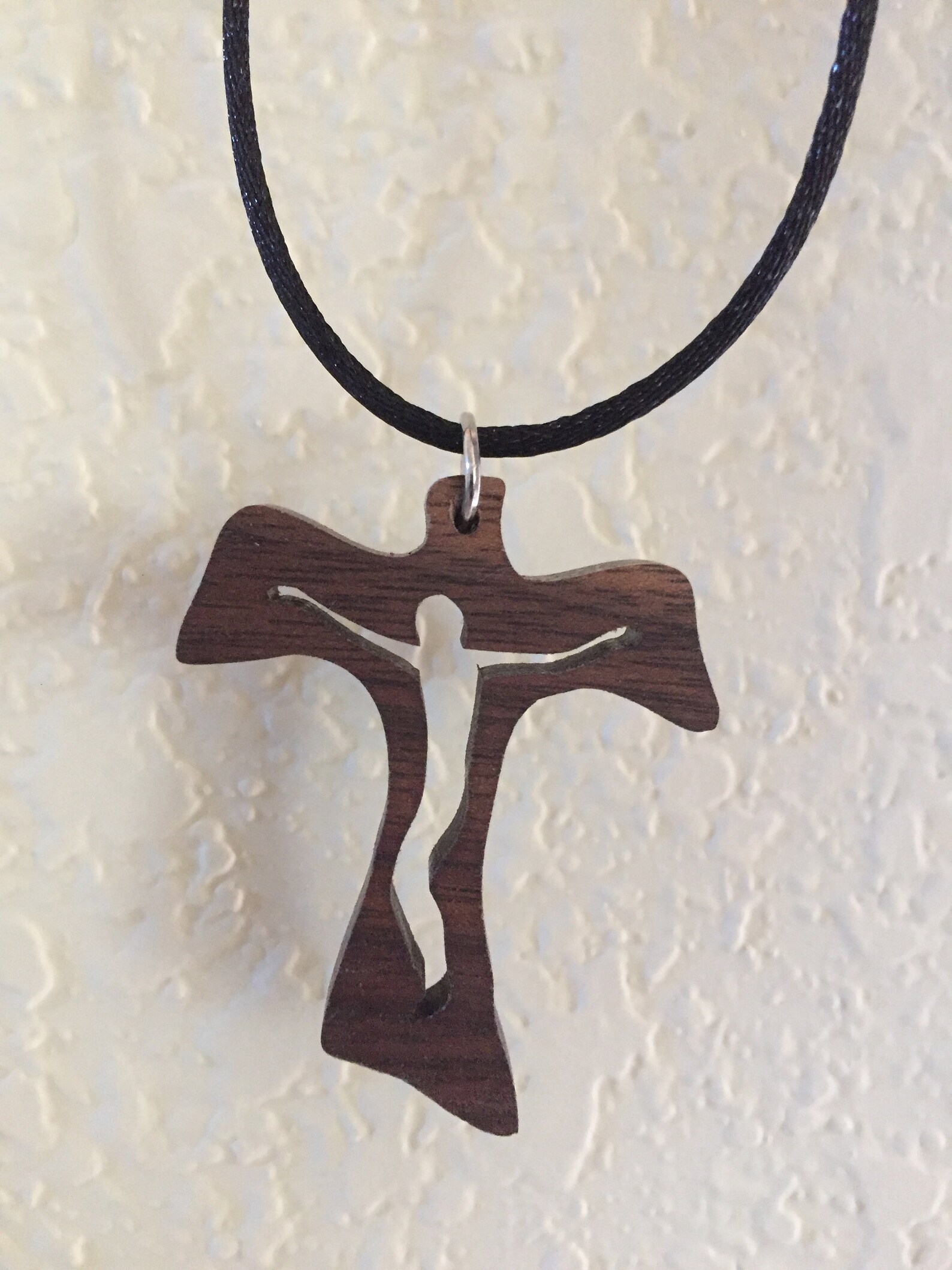 Jesus on the cross necklace made of Black Walnut wood Etsy