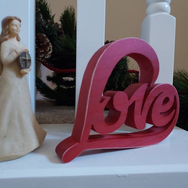 Love - Shelf Decor - Shelf Sitter - Love Cut Out - Freestanding Love Sign - Home Decor - wood love sign