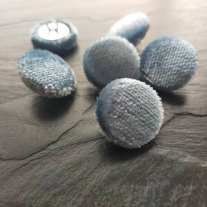 Ice Blue Velvet Buttons, Hand Covered Upholstery Buttons (19mm-31mm)
