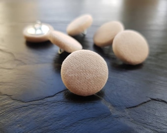 Cream velvet hand covered buttons, 14mm, 19mm, 23mm, 25mm or 31mm button sets of 1, 2, 4 or 6