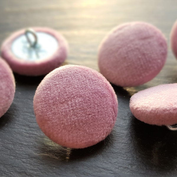 Mauve pink velvet hand covered buttons, 14mm, 19mm, 23mm, 25mm or 31mm sets of 1, 2, 4 or 6