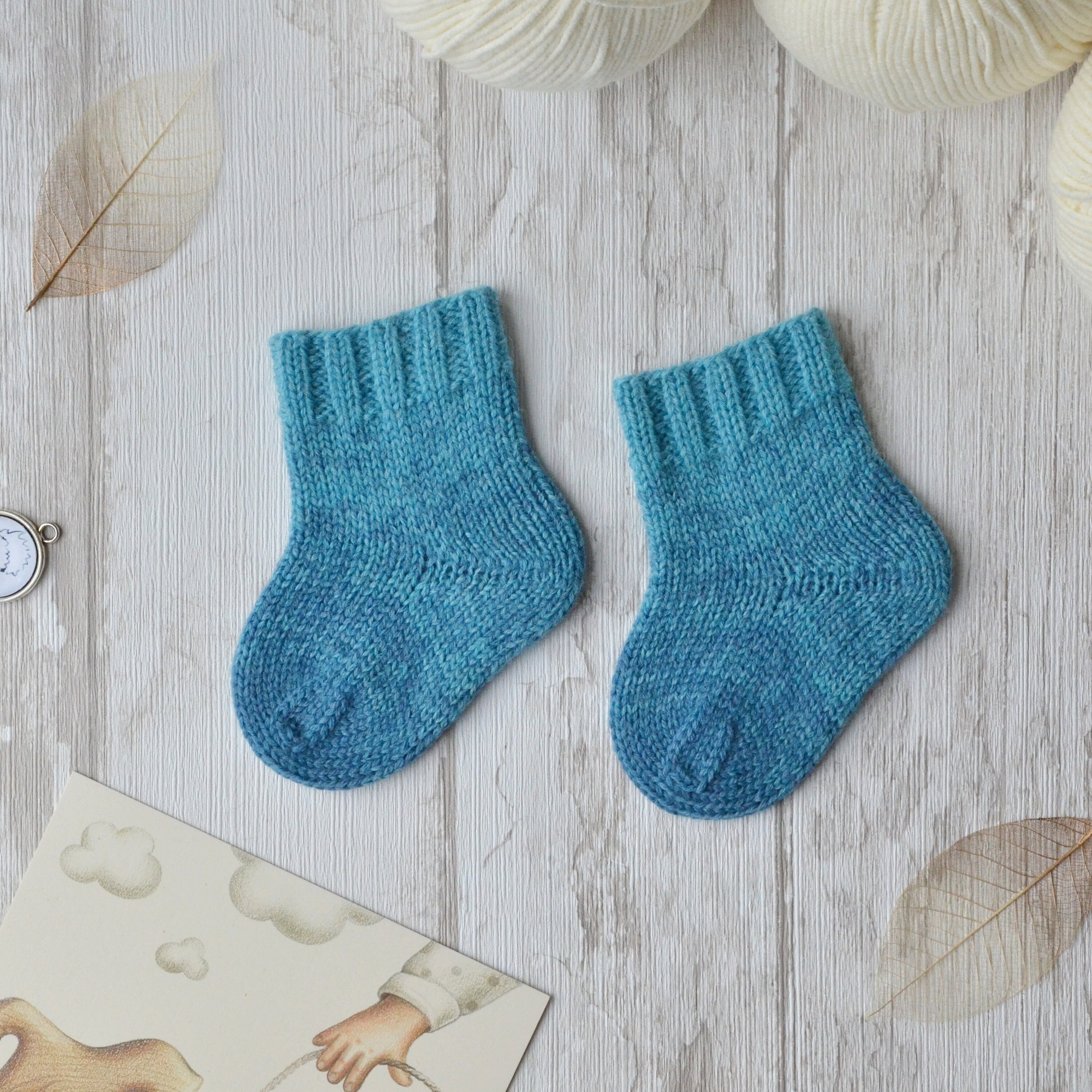 Blue knitted merino wool warm winter baby socks for boy and Etsy