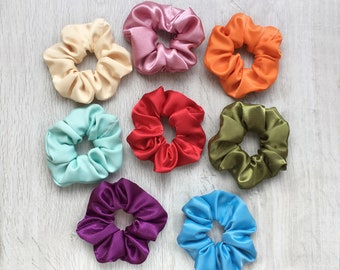 Silky satin scrunchies. Christmas Gifts for Women. Hair ties. Stocking stuffers. Gifts for her.