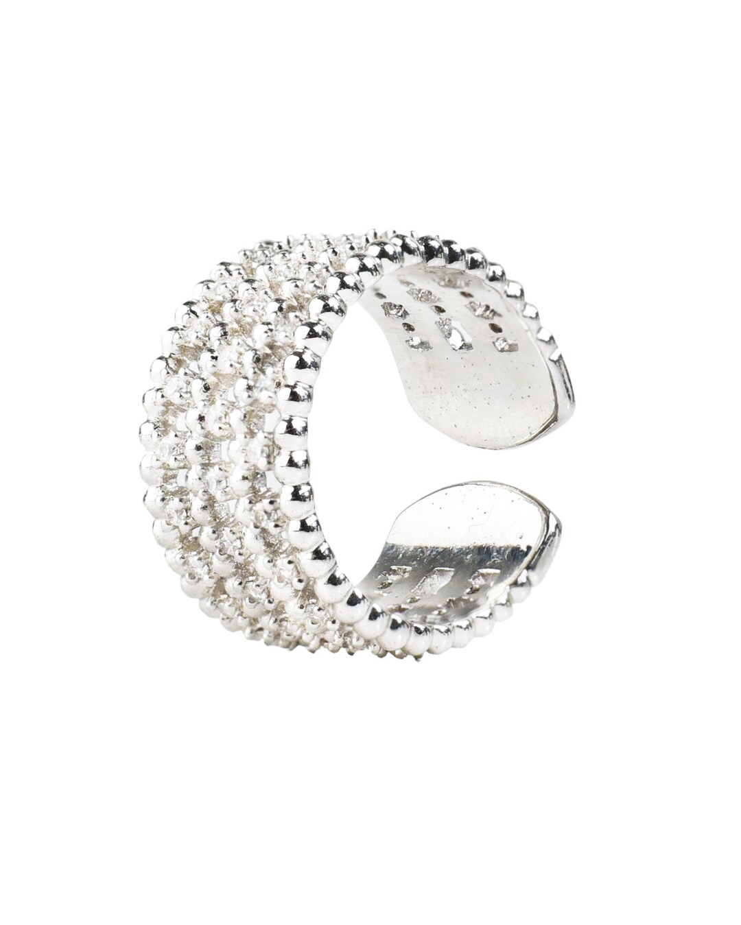 Grand 925 Argent Sterling Rose Blanc Zircone Clouté Indien Nez Bague
