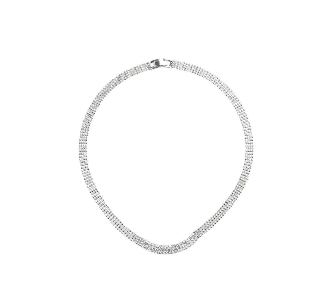 Rhodié Silver Collar, Pierre Necklace, Engagement Necklace, Jewelry