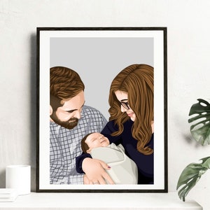 Father's Day Portrait, Family Portrait, Father's Day Gift, Father's Birthday Gift, Custom Illustration, Personalised Portrait. image 3
