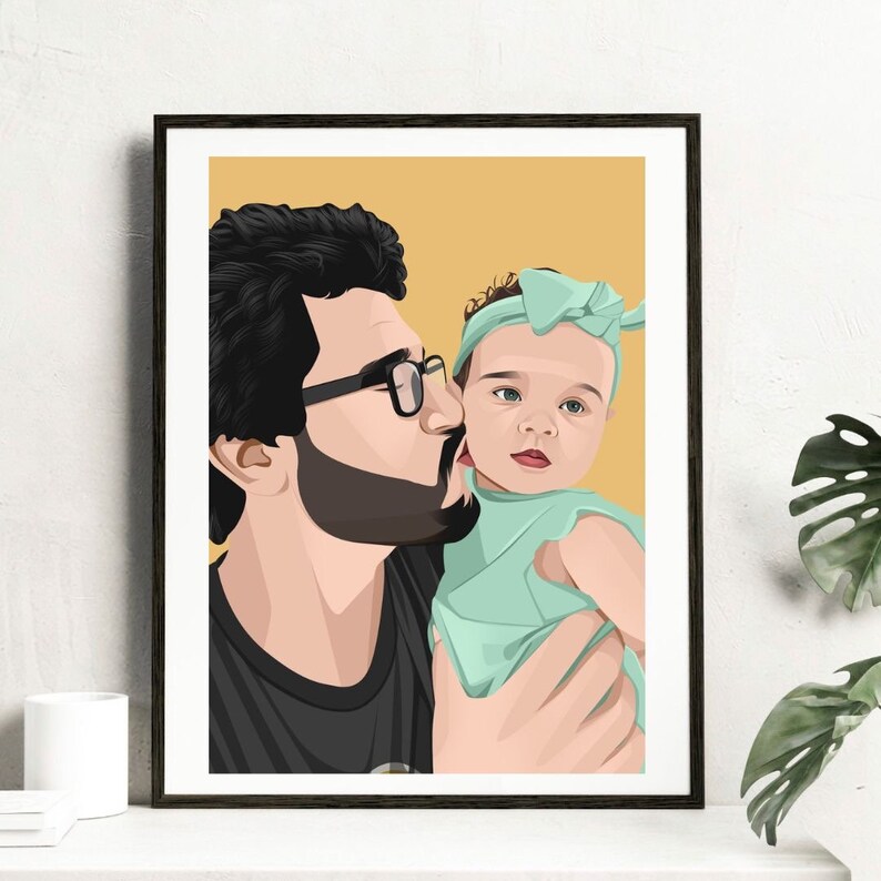 Father's Day Portrait, Family Portrait, Father's Day Gift, Father's Birthday Gift, Custom Illustration, Personalised Portrait. image 2