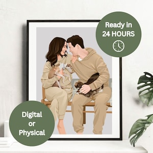 Custom Illustration, Personalised Portrait, Couple Portrait, Family Portrait, Boyfriend gift, Girlfriend Gift, Birthday Gift, Anniversary