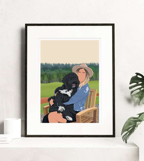 Illustrated Dog Portrait | Pet Memorial | Dog Loss Gift | Family Pet Portrait | Dog Lover Gift | Portrait Painting | Dog Mom Gift