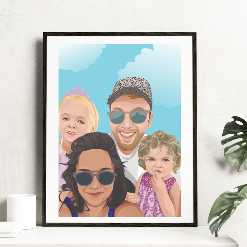 Father's Day Portrait, Family Portrait, Father's Day Gift, Father's Birthday Gift, Custom Illustration, Personalised Portrait. image 4