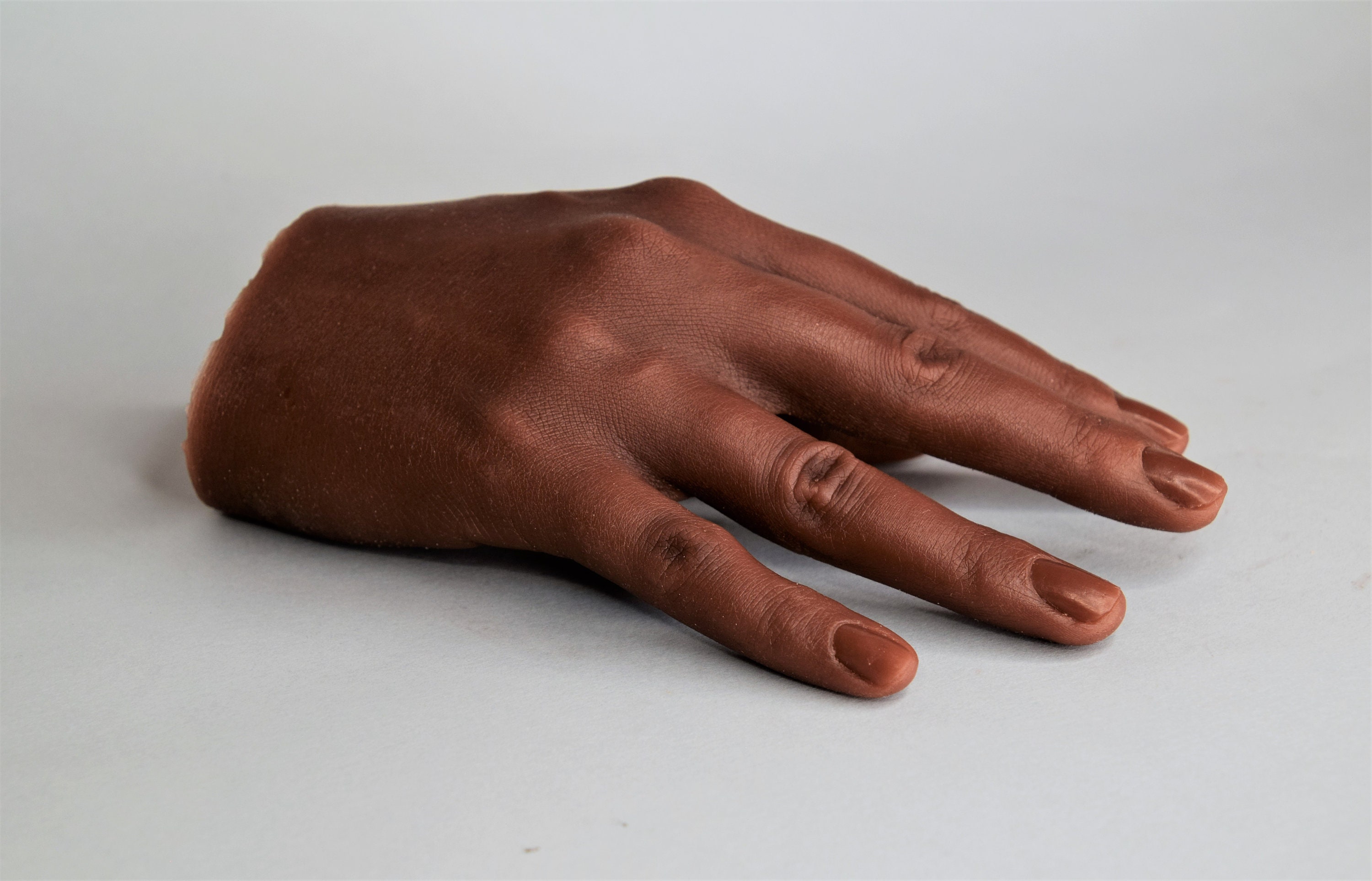 Realistic Silicone Hand With Nails, Severed Silicone Hand Dark Tone 