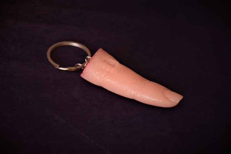 Severed finger keychain, Realistic silicone finger keyring, Halloween gift image 2