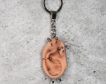 Severed ear keychain, Realistic silicone finger keyring, Halloween gift