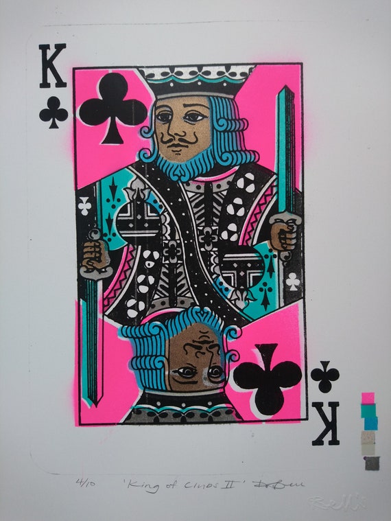 King of Clubs Stencil Art Print: Signed A3 Edition