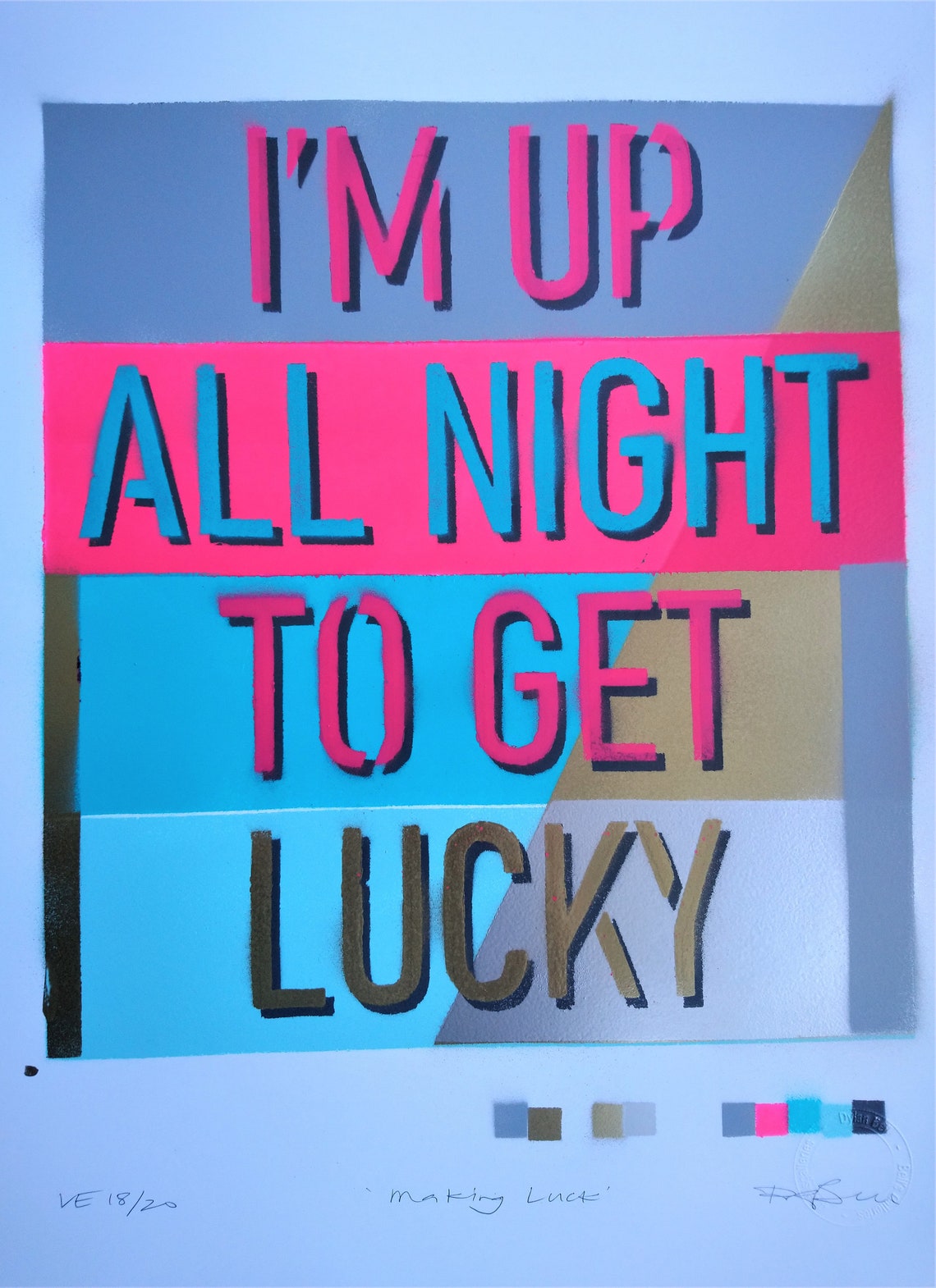 I'm up All Night to Get Lucky Spraypaint Stencil Signed Etsy