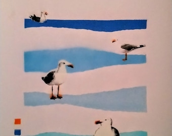 Gulls on the Tide - Spraypaint Stencil and Over-print