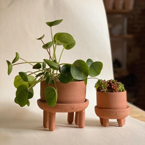 Pot with legs, fun pot, terracotta pot