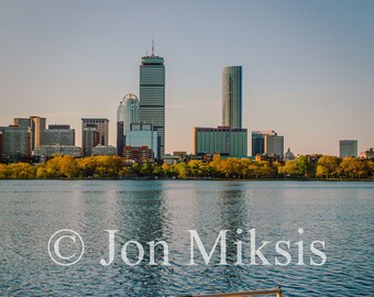 Boston Skyline Print, Charles River Morning Light