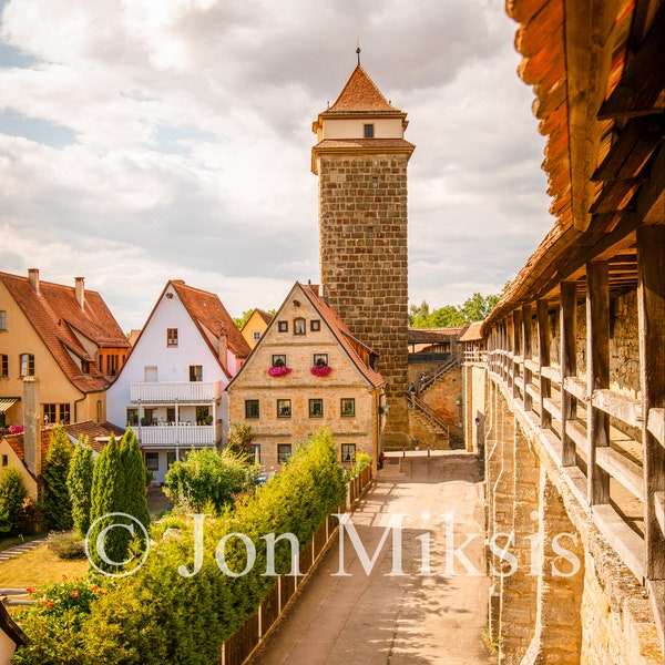 Rothenburg ob der Tauber Print - Rothenburg, Germany Old Town Walls - Tower Trail - Half Timbered Homes - FREE SHIPPING