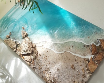 Resin ocean wave large heart hanging wall art