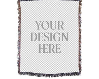Woven Blanket Mockup, Woven Throw Blanket Mockup Photoshop, Print on Demand Woven Blanket Mockup, Photoshop Smart Object PSD, Canva PNG