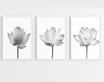 Lotus Flower Prints: Botanisches Zen Wand Set (Digitaler Download)