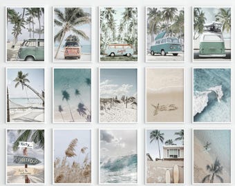 Conjunto de estampas de praia de ônibus VW: vibrações retrô de verão (download digital)