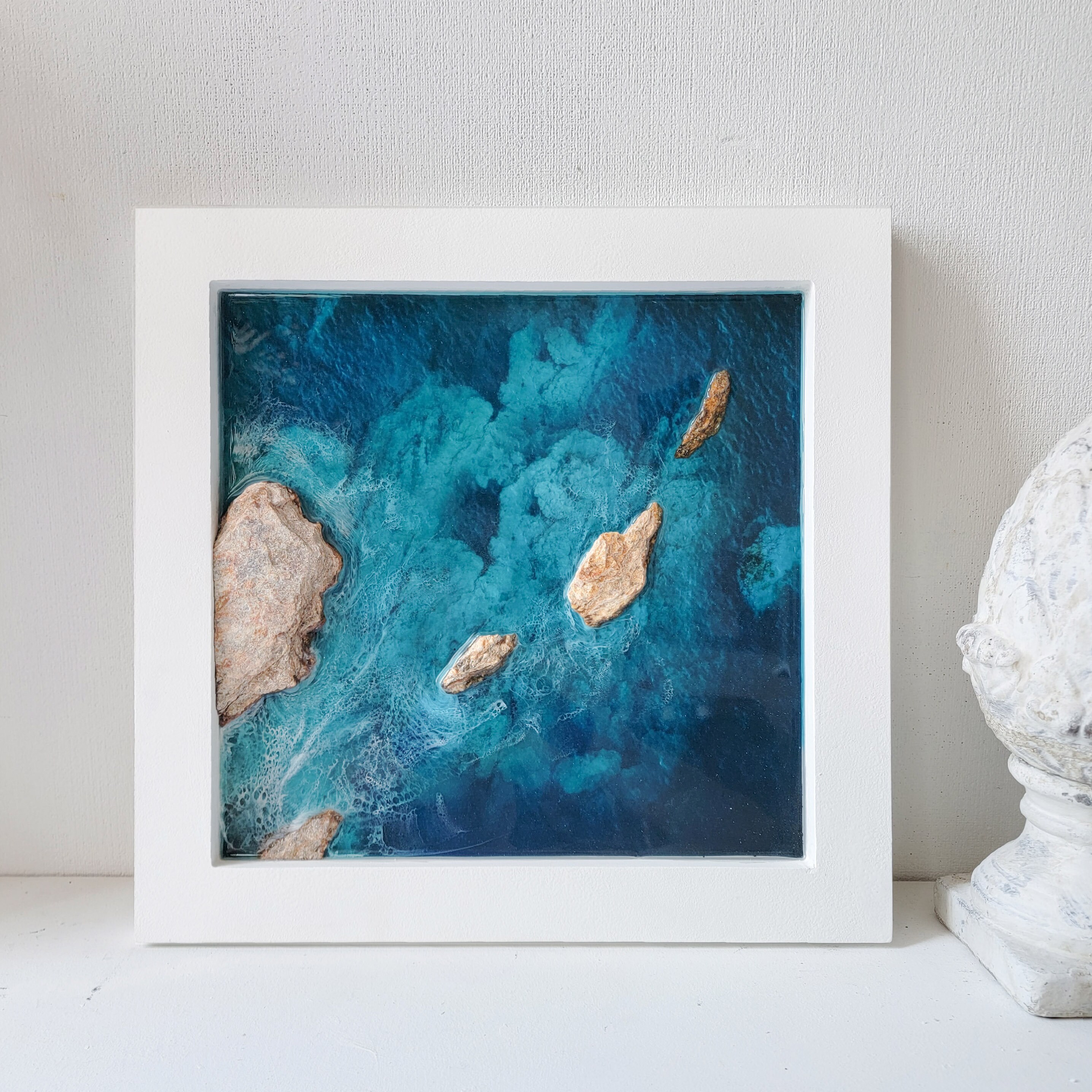 Mermaid's Melody. Big 3d sea resin art. Seascape beach painting.