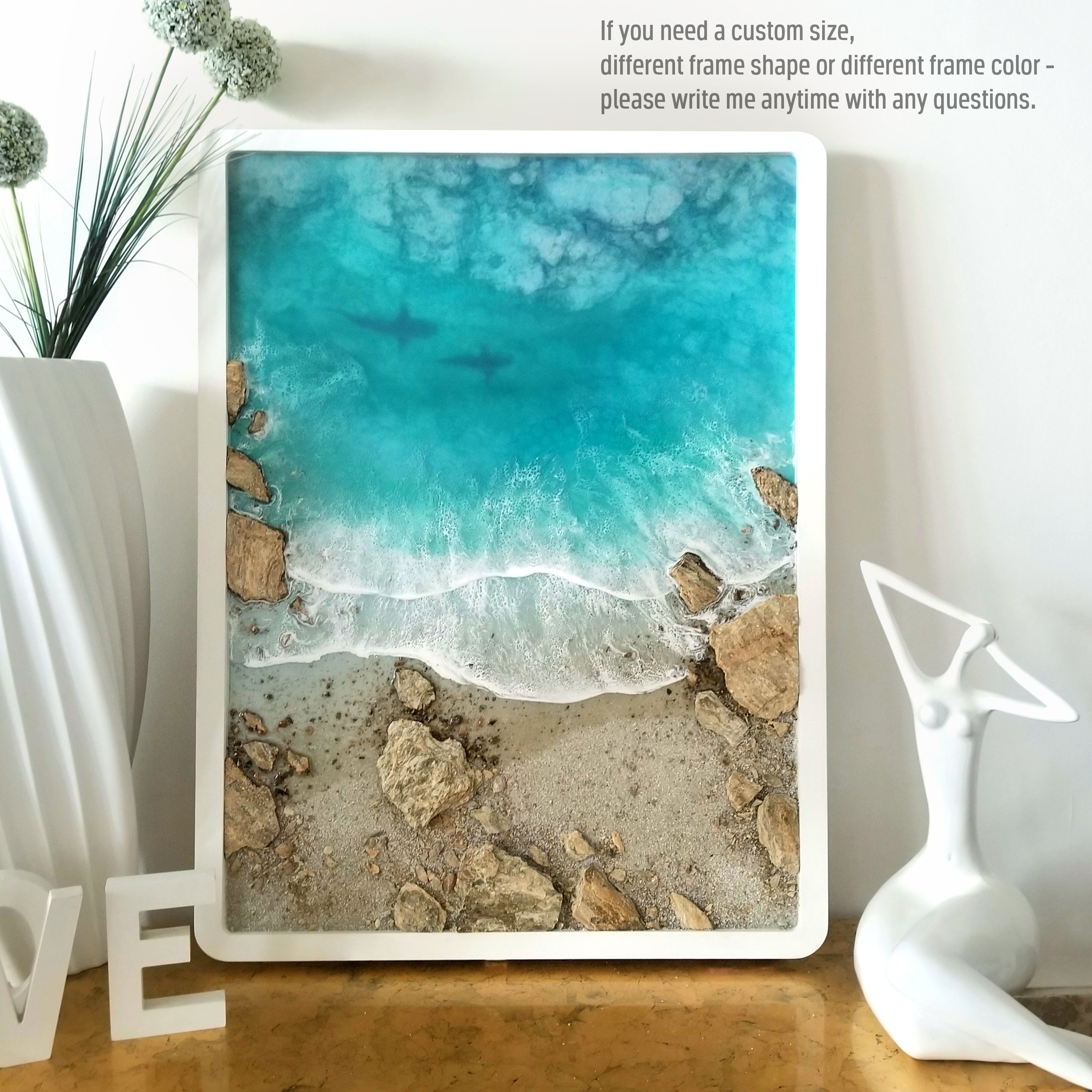 Custom original wall decor. Sea beach resin art painting. 3D Etsy