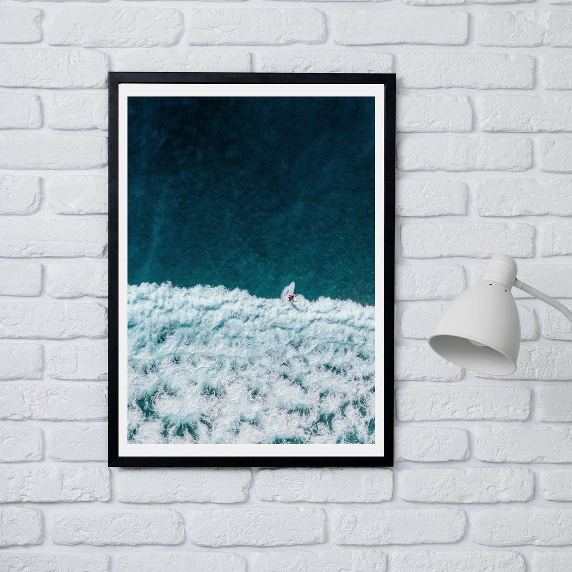 Surfer on a Wave. Minimalist Printable Poster. Aerial View. - Etsy