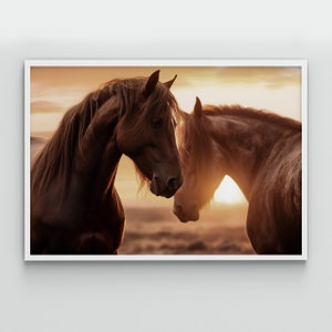 Printable wall art. Large horse Print. A pair of horses in love wall art. Couple of horses Digital Download