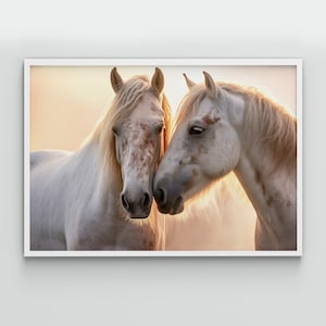 Printable wall art. Large horse Print. A pair of horses in love wall art. Couple of horses Digital Download