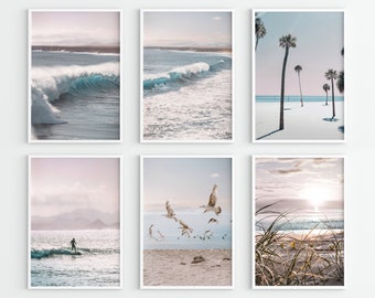 Boho Gallery Wall Set of 6 Digital Prints,  Beach Print Set, Landscape digital Photography Printable Art, Beach Wall Art