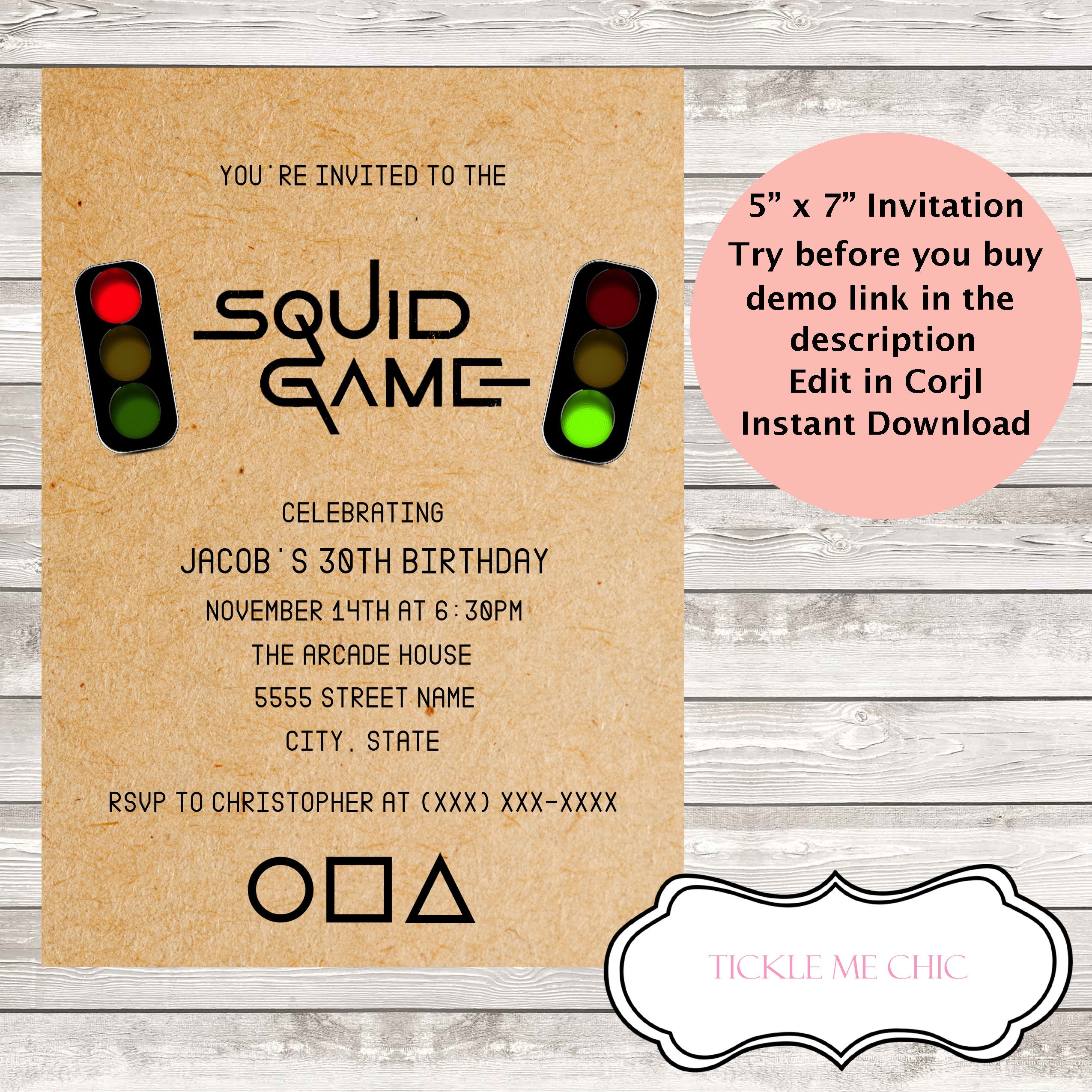 Editable Squid Theme Party Invitation Party Games Birthday - Etsy