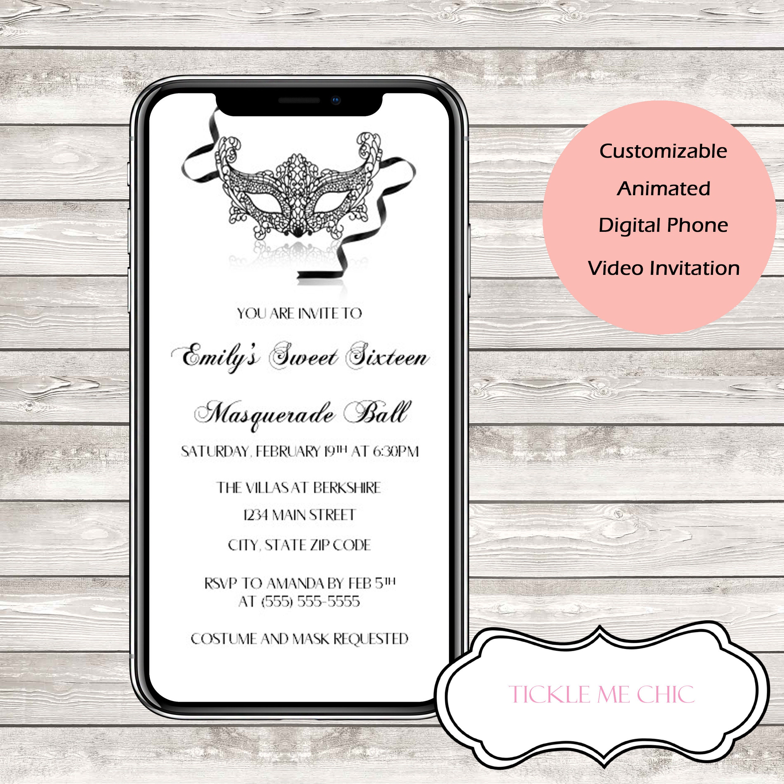 Customizable Masquerade Ball Video Party Invitation Sweet - Etsy Customizable Masquerade Ball Video Party Invitation Sweet - Etsy