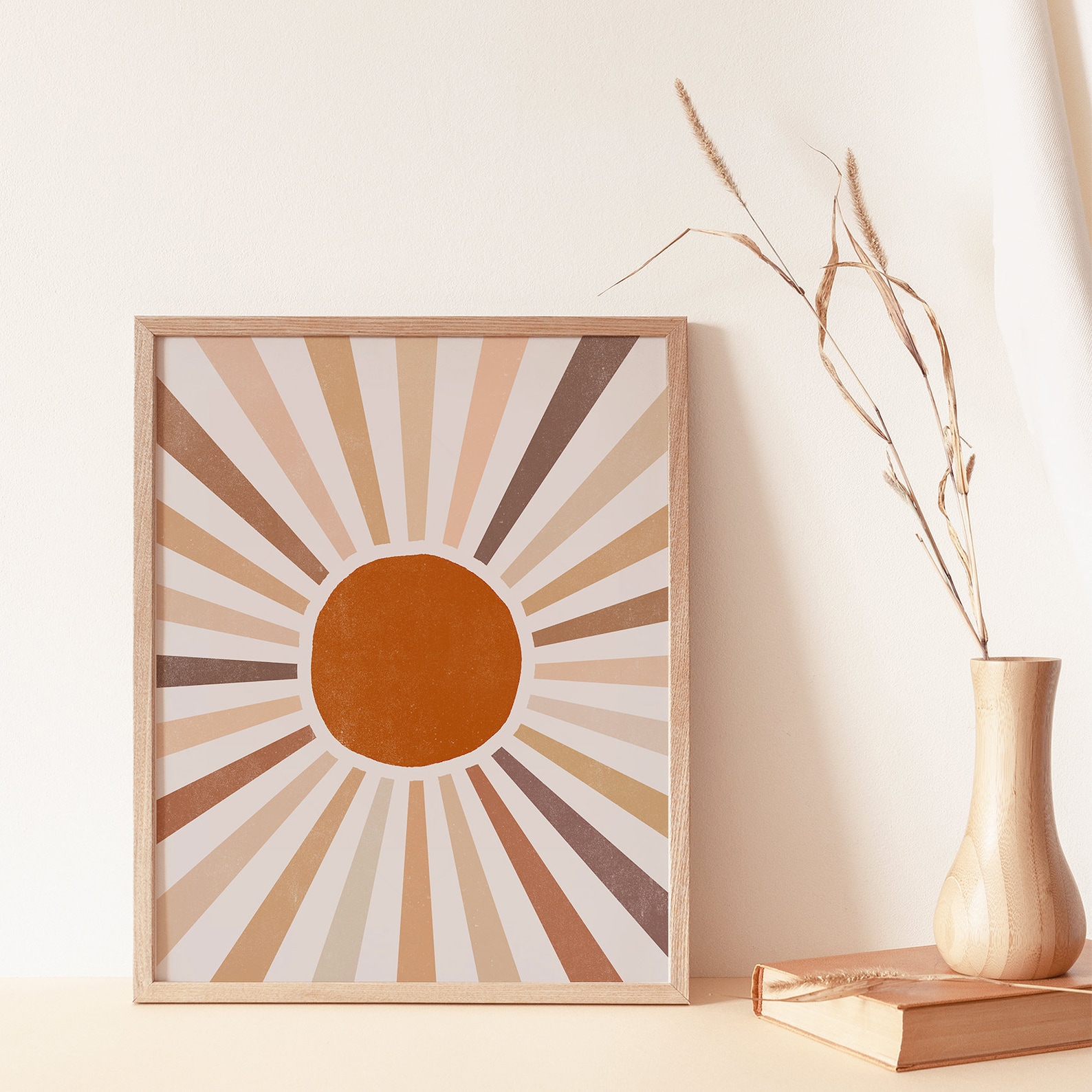 Large Sun Art Print Abstract Sun Wall Art Sun Rays Circle Etsy