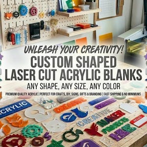 Custom Shape Acrylic Blanks 3” for Keychains, Bag Charms, Badge Reel Blank, Badges, Cast Acrylic use for Resin, Epoxy, Vinyl