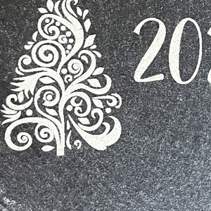 Custom Laser Engraved Slate Coasters 4 round or square Set of 4 Any Text or Silhouette Image 画像 5