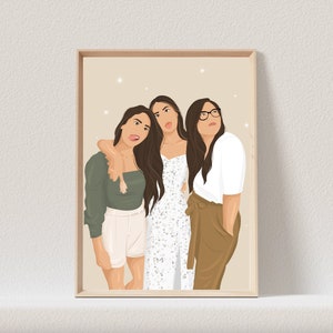 Best Friend Gifts Personalized, Custom Portrait, Best Friend Birthday Gift For Her, Friendship Gift, Gift For Best Friend, Mothers Day Gift All facial details